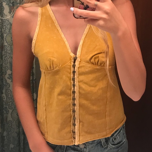 FREE PEOPLE YELLOW TANK - Picture 3 of 4